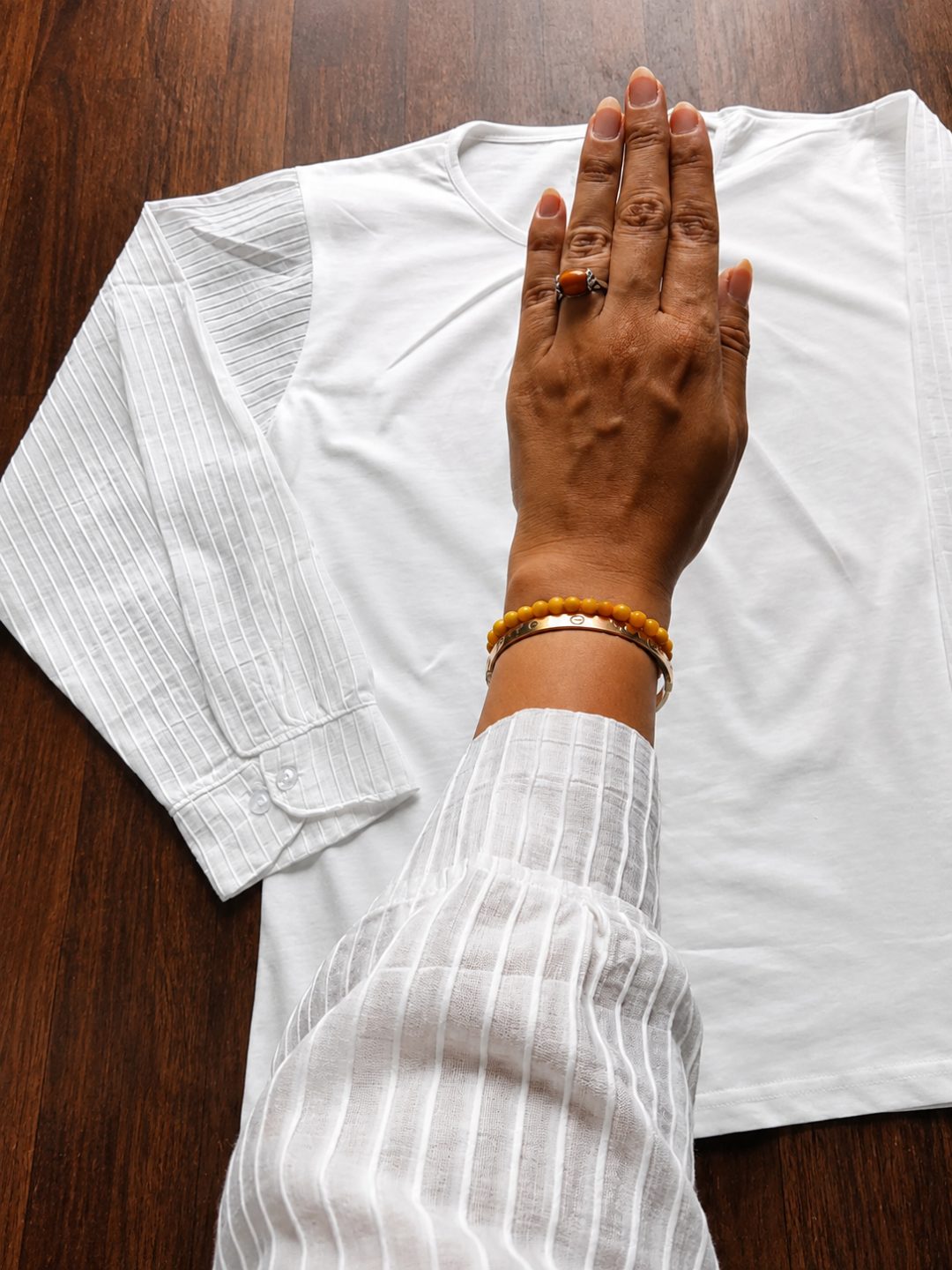 White Pleated Sleeve Top