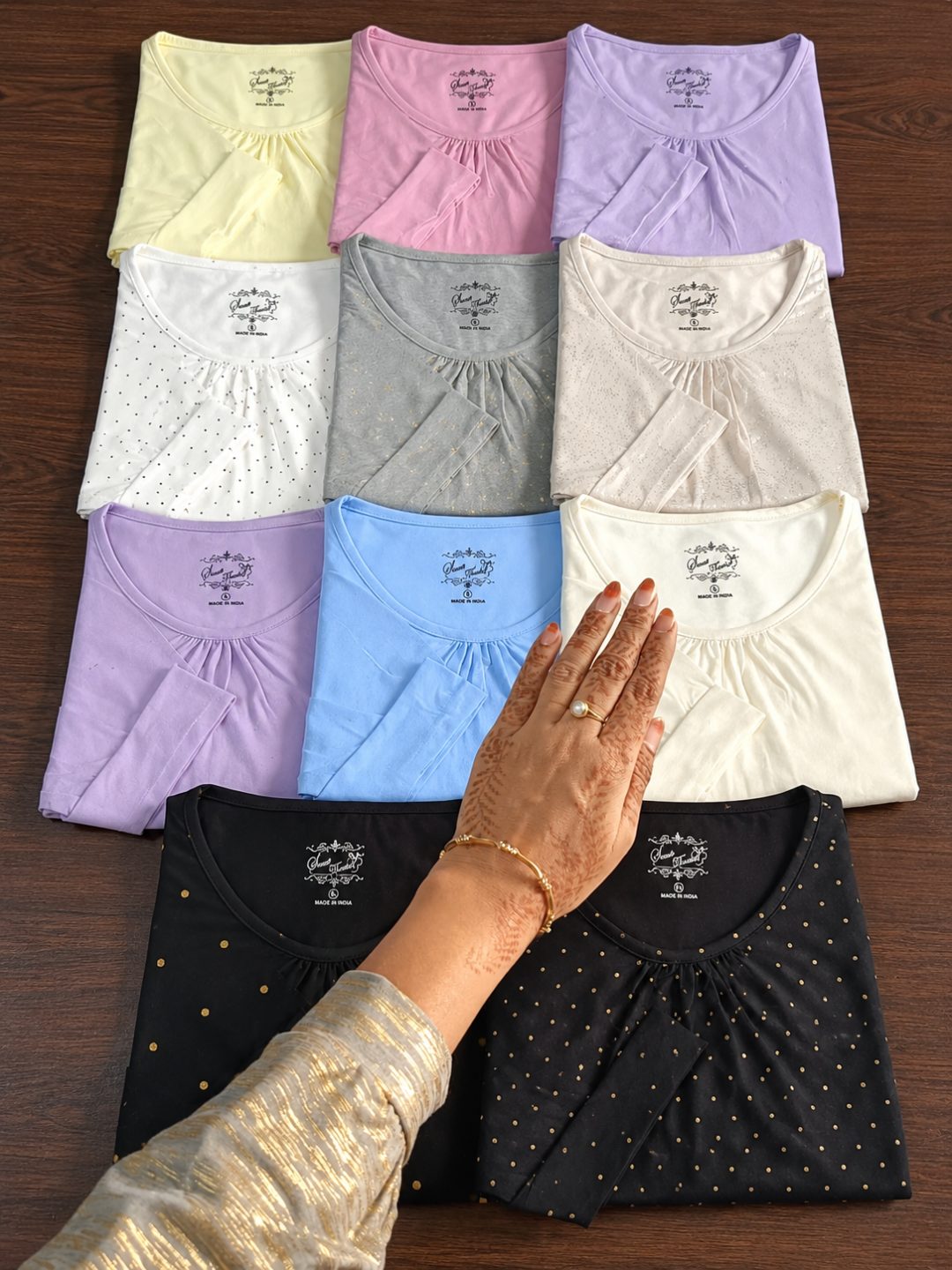 Pastel & Black Gathered Neck Tops