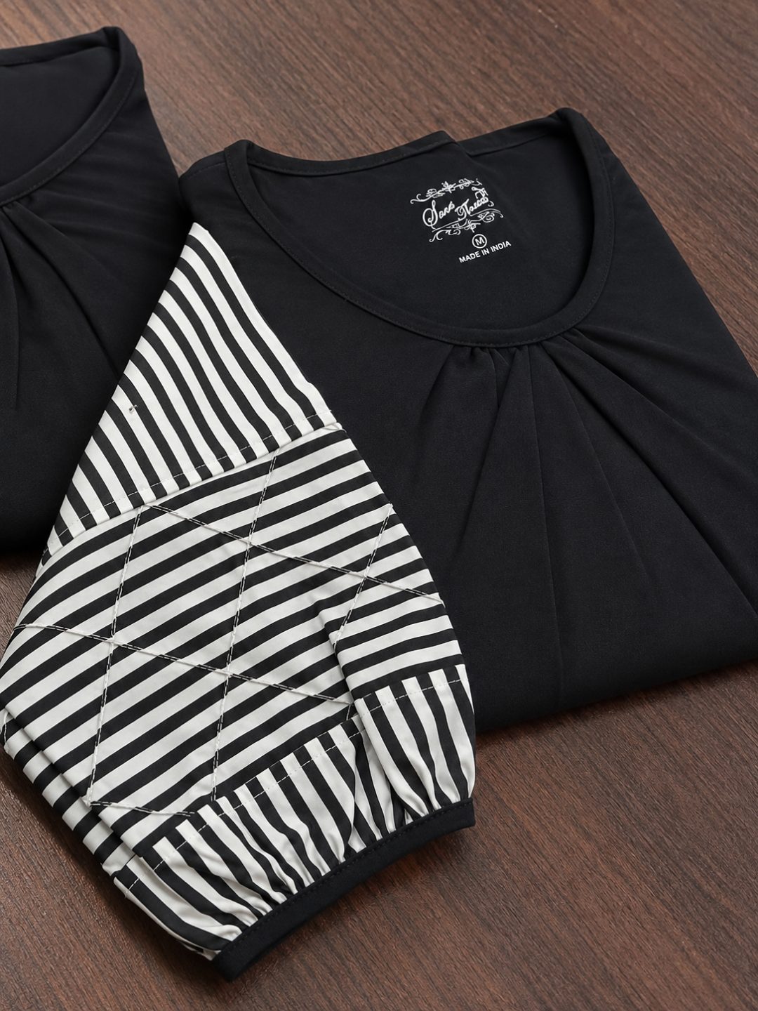 Black & White Striped Sleeve Top