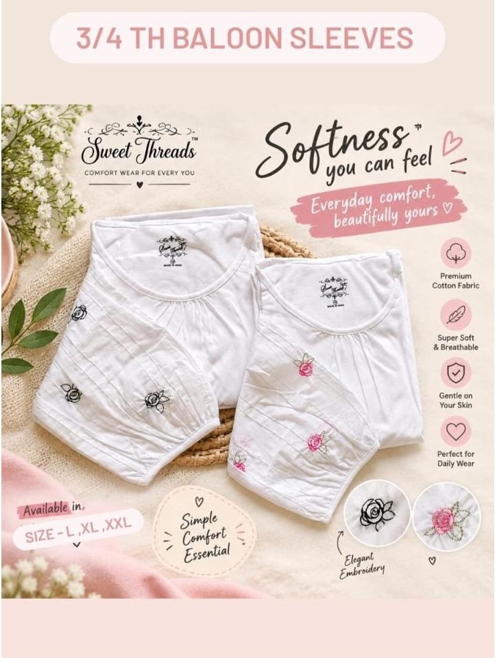 Rose Embroidery Ballon Sleev Top